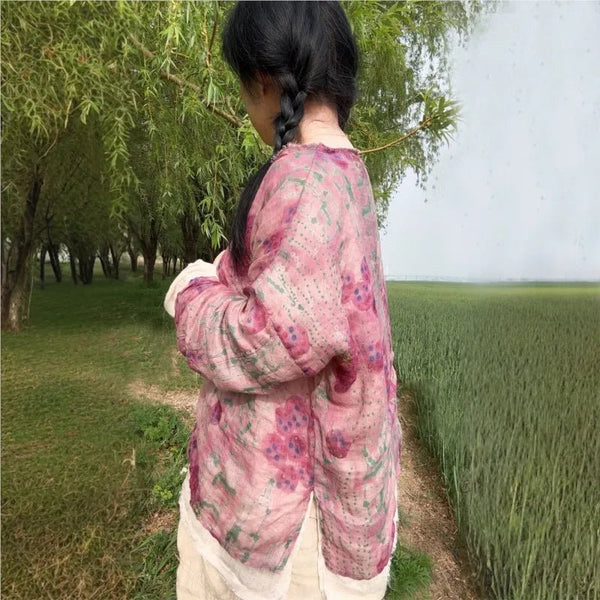 Vintage Breathable Long Sleeve Autumn Ramie T-Shirt - Wigging It Etc