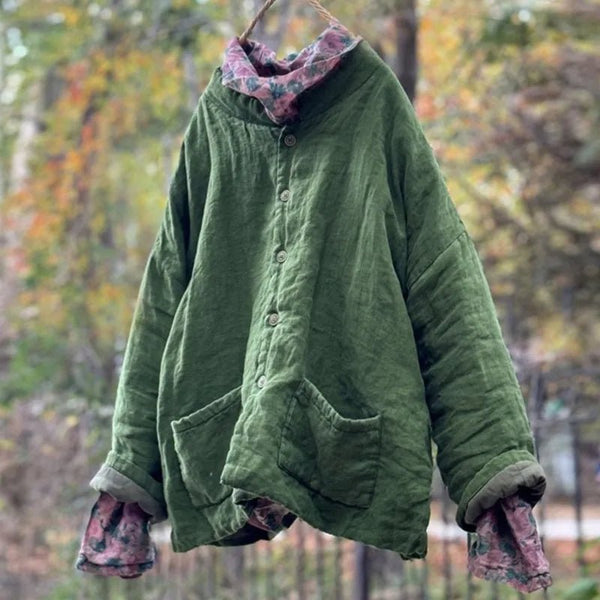 Vintage Single Breasted 100% Linen Cotton - Filled Parka - Wigging It Etc