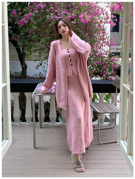 3 Piece Sexy Elegant Cotton Linen Blend Cardigan+Vest+MAXI Skirt Set - Wigging It Etc