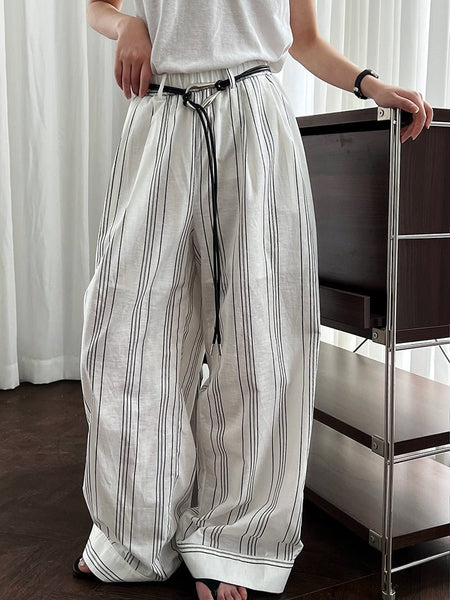 Classic Breathable Cotton Linen Palazzo Pants - Wigging It Etc