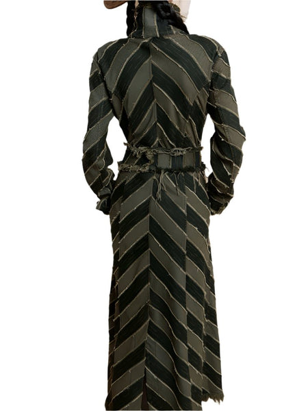 Bohemian Turtle Neck MAXI Denim Trenchcoat - Wigging It Etc