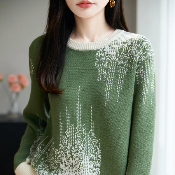 100% Pure Cotton Sweater Knit Pullover Thick Jacquard Sweater - Wigging It Etc
