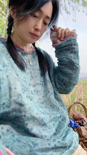 Vintage Breathable Long Sleeve Autumn Ramie T-Shirt - Wigging It Etc