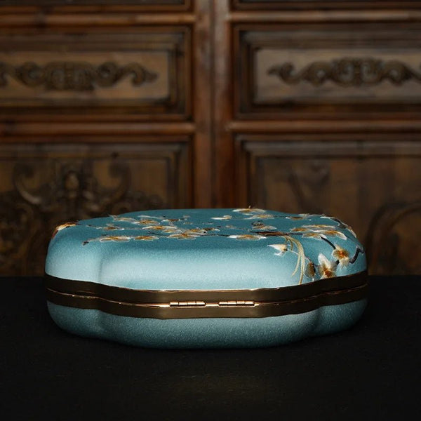 Sophisticated Embroidered Silky Metal - Edged Party Bag - Wigging It Etc