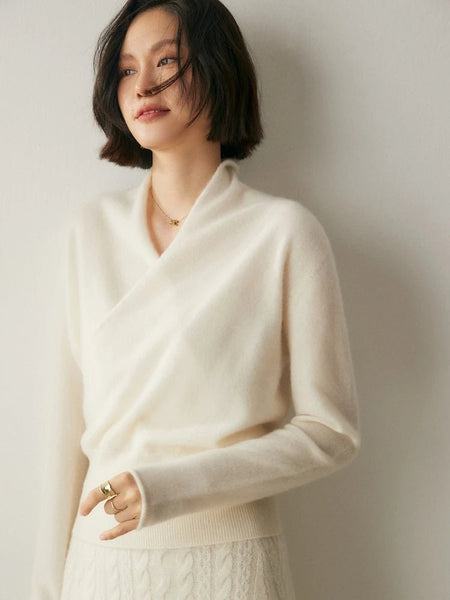 Elegant Vintage 100% Cashmere Cris Cross Pullover Sweater - Wigging It Etc