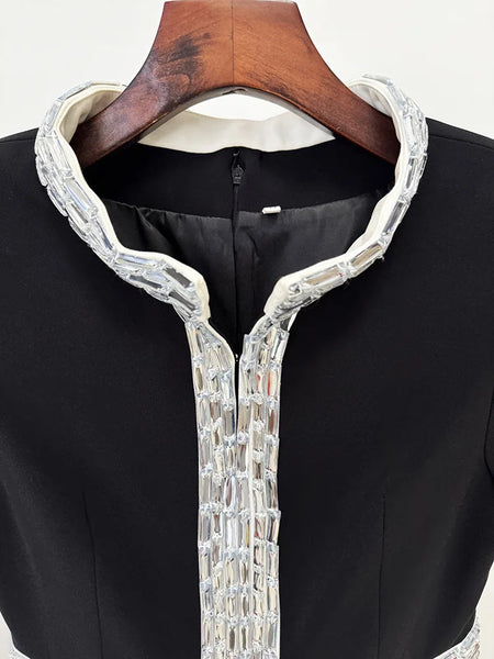 Vintage Elegant Rhinestone Adorned  Cotton Short Sleeve MAXI Gown