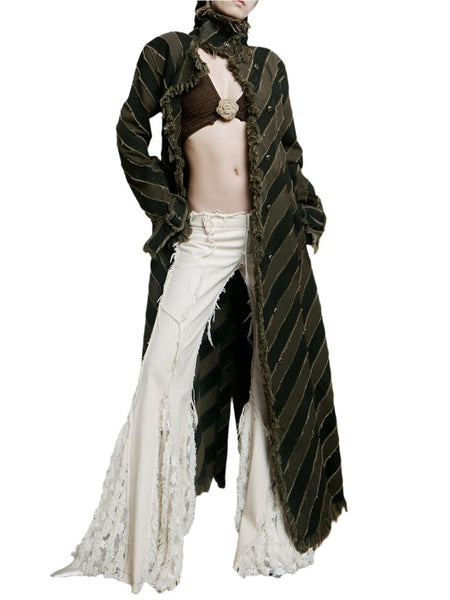 Bohemian Turtle Neck MAXI Denim Trenchcoat - Wigging It Etc