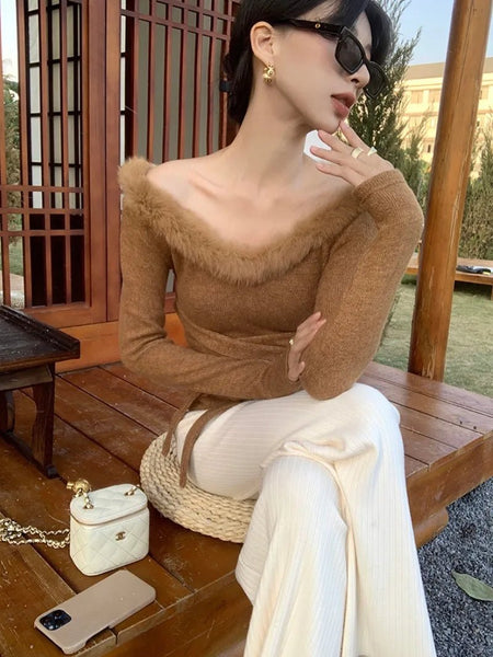 Elegant Wide - Ribbed Thick Wool + Cotton Blend Palazzo Winter Pants - Wigging It Etc