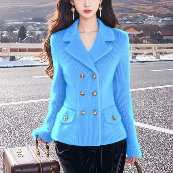 Elegant Wool Blend Double - Breasted Winter Blazer - Wigging It Etc