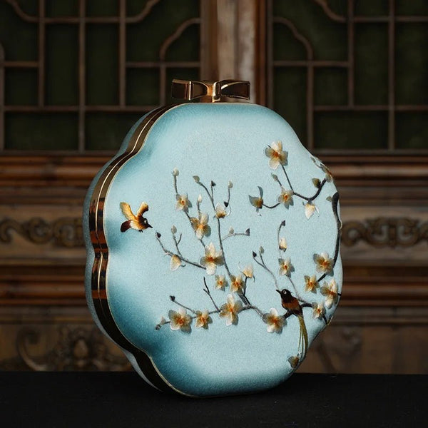 Sophisticated Embroidered Silky Metal - Edged Party Bag - Wigging It Etc