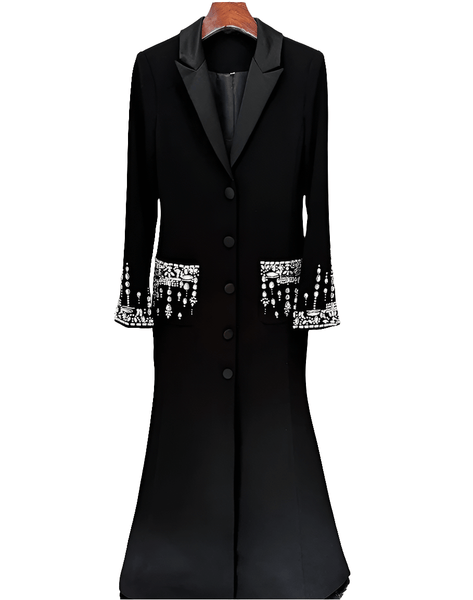 Timeless High Society Cotton Blend Notched Mermaid MAXI Gown - Wigging It Etc