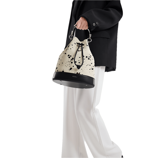 Elegant 100% Genuine Cowhide Leather Speckled Bucket Bag - Wigging It Etc