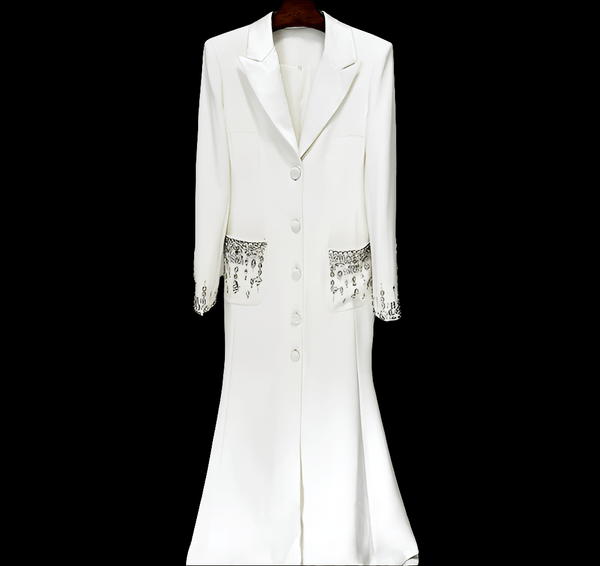 Timeless High Society Cotton Blend Notched Mermaid MAXI Gown - Wigging It Etc