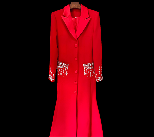 Timeless High Society Cotton Blend Notched Mermaid MAXI Gown - Wigging It Etc