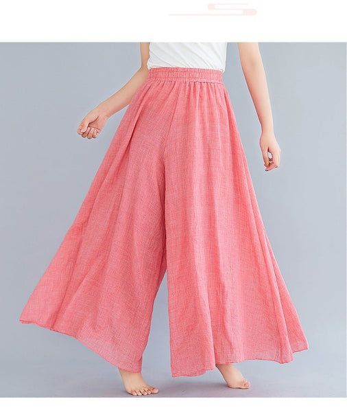 Vintage Double Wide Super Comfy Cotton Linen Blend Palazzo Pants - Wigging It Etc