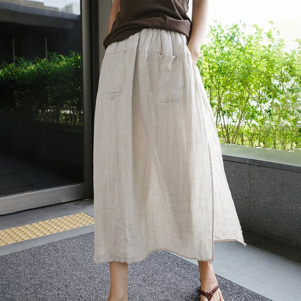 100% Linen Side - Split Maxi Skirt - Wigging It Etc