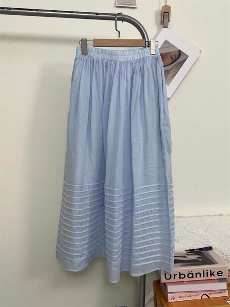 Elegant Upscale Ruched A-Line Ramie Linen MAXI Skirt