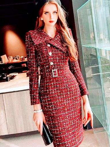 Vintage Classic English High Society Tweed Dress - Wigging It Etc