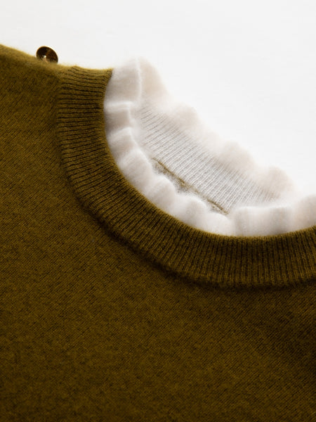 100% Cashmere Vintage Ruched Collar Thick Pullover Sweater