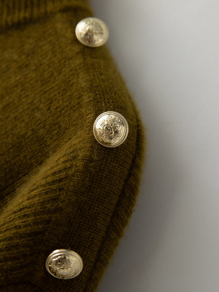 100% Cashmere Vintage Ruched Collar Thick Pullover Sweater