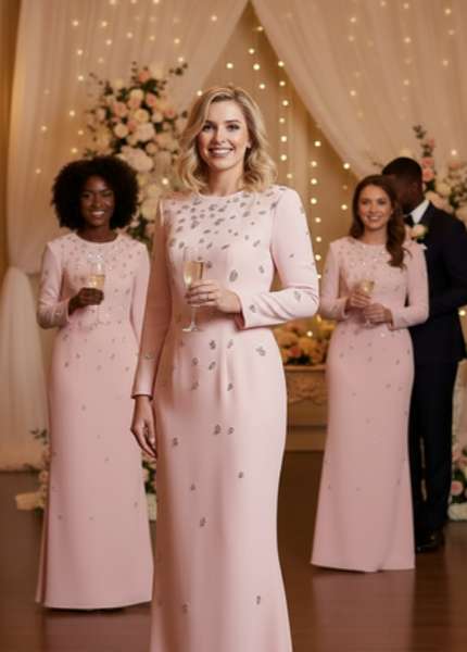 Vintage Regal Rhinestone Embellished Cotton MAXI Party Gown