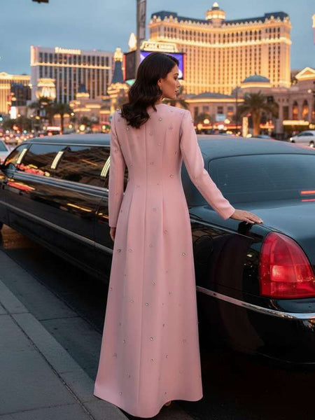 Vintage Regal Rhinestone Embellished Cotton MAXI Party Gown