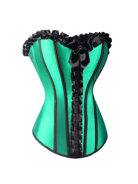 Sexy Ruffled Gothic Lace-Up Plastic-Boned Overbust *Corselette