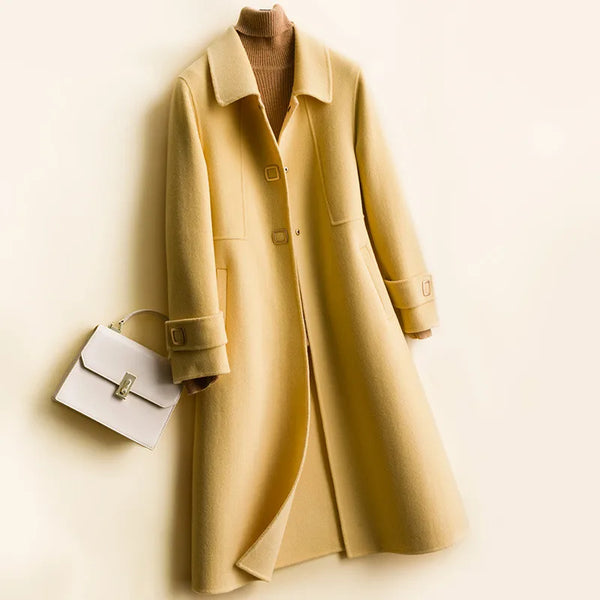 Exquisite Handmade 100% Wool A-Line Overcoat