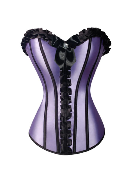 Sexy Ruffled Gothic Lace-Up Plastic-Boned Overbust *Corselette