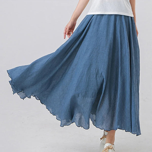 Vintage Cotton Linen Bohemian MAXI Skirt