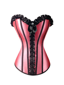 Sexy Ruffled Gothic Lace-Up Plastic-Boned Overbust *Corselette