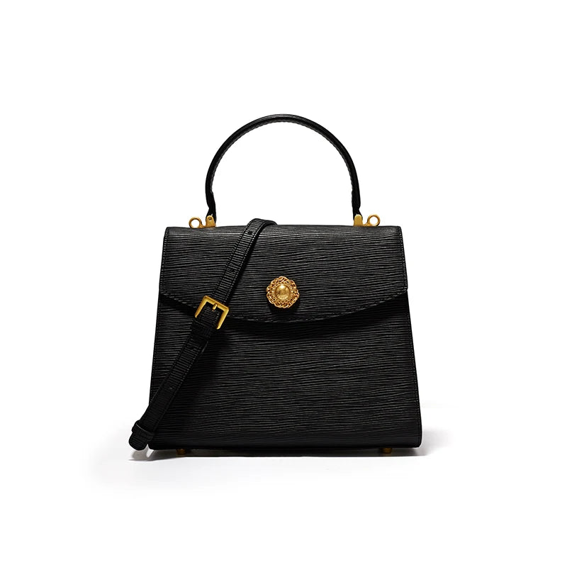 Genuine Leather Vintage Flap Shaped Hand+Shoulder Bag - Wigging It Etc