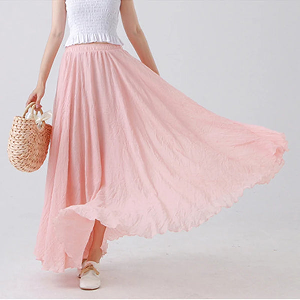 Vintage Cotton Linen Bohemian MAXI Skirt