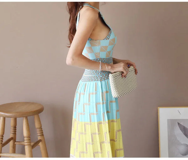 Sexy Elegant Gradient Geometric MIDI Dress