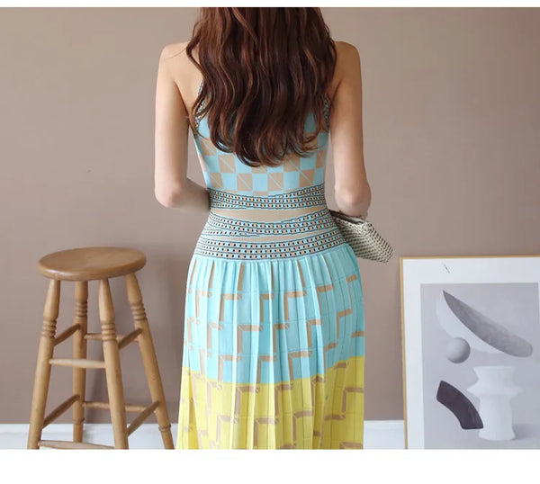 Sexy Elegant Gradient Geometric MIDI Dress