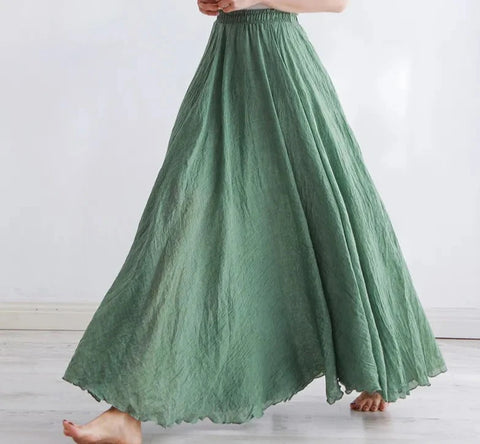 Vintage Cotton Linen Bohemian MAXI Skirt