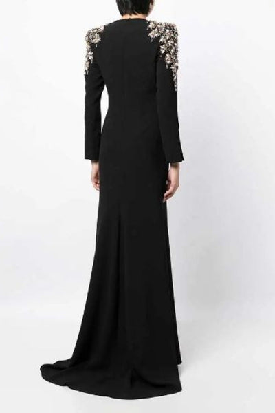 Glorious Vintage Elegant Tastefully Beaded Cotton Mermaid MAXI Gown