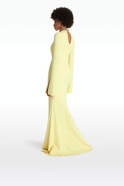 Sleek Sexy Bejeweled Collar Cotton Blend Mermaid MAXI Gown