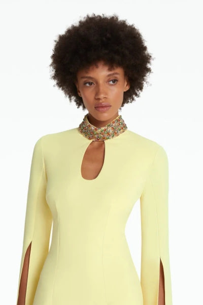 Sleek Sexy Bejeweled Collar Cotton Blend Mermaid MAXI Gown