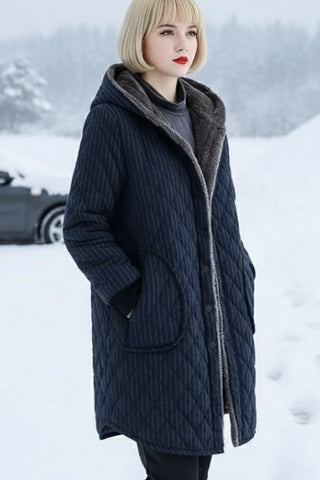 Thick Full Size Super Warm Hooded Cotton Blend Quilted Winter Parka