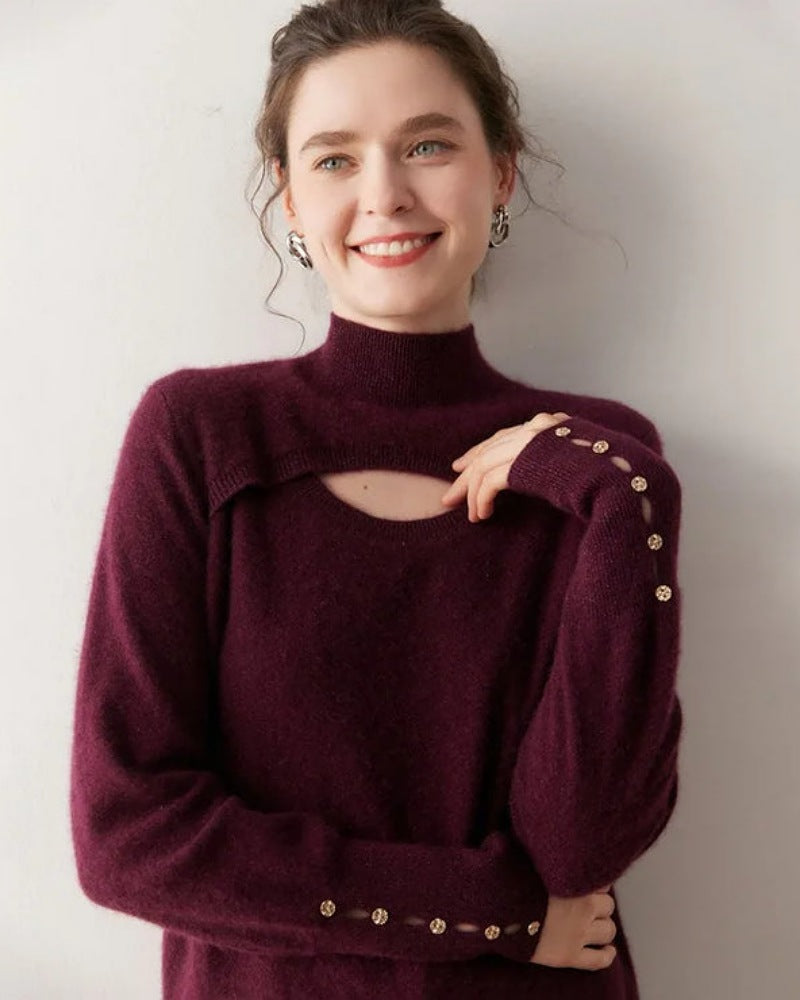Vintage Sophisticated Hollowed Out 100% Cashmere Pullover Sweater