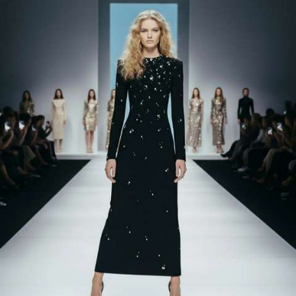 Vintage Regal Rhinestone Embellished Cotton MAXI Party Gown