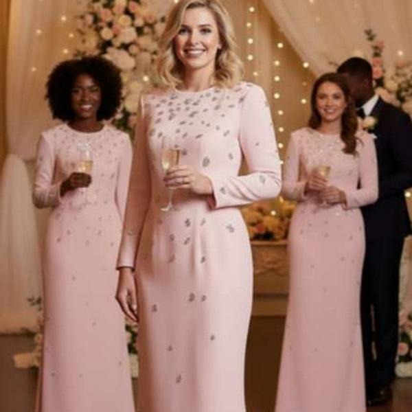 Vintage Regal Rhinestone Embellished Cotton MAXI Party Gown