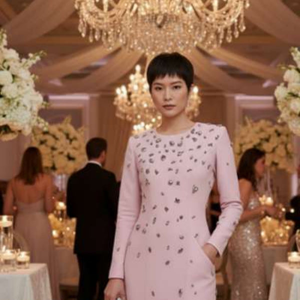 Vintage Regal Rhinestone Embellished Cotton MAXI Party Gown