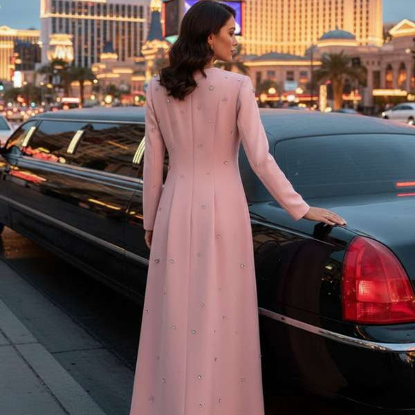 Vintage Regal Rhinestone Embellished Cotton MAXI Party Gown