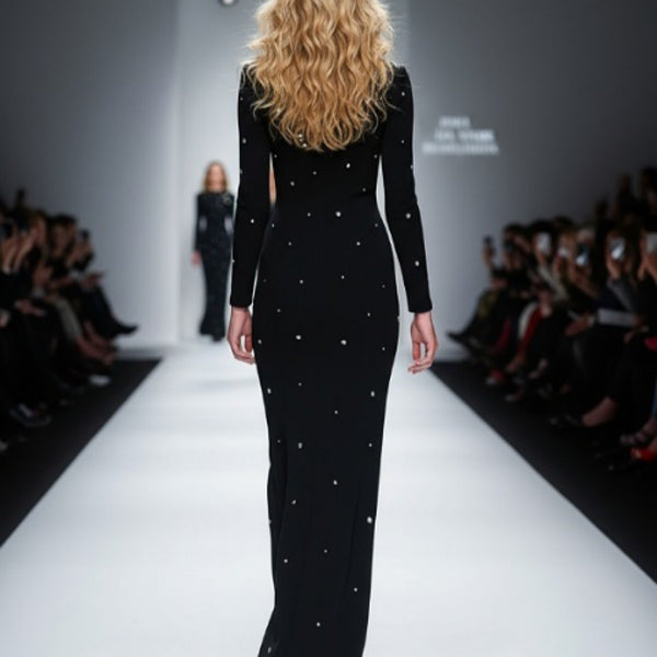 Vintage Regal Rhinestone Embellished Cotton MAXI Party Gown