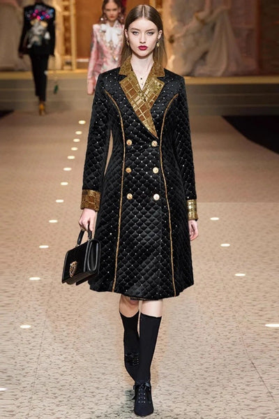 Vintage Double Breasted Cotton Blend English Plaid Winter Coat