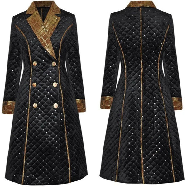 Vintage Double Breasted Cotton Blend English Plaid Winter Coat