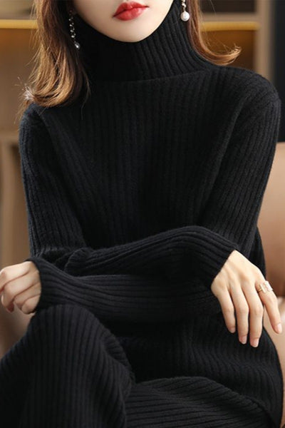 100% Wool Wide-Ribbed Sweater + Palazzo Pants Set