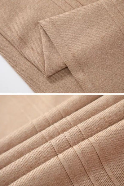 Wool-Blend Pleated Thick-Knit MAXI Palazzo Pants